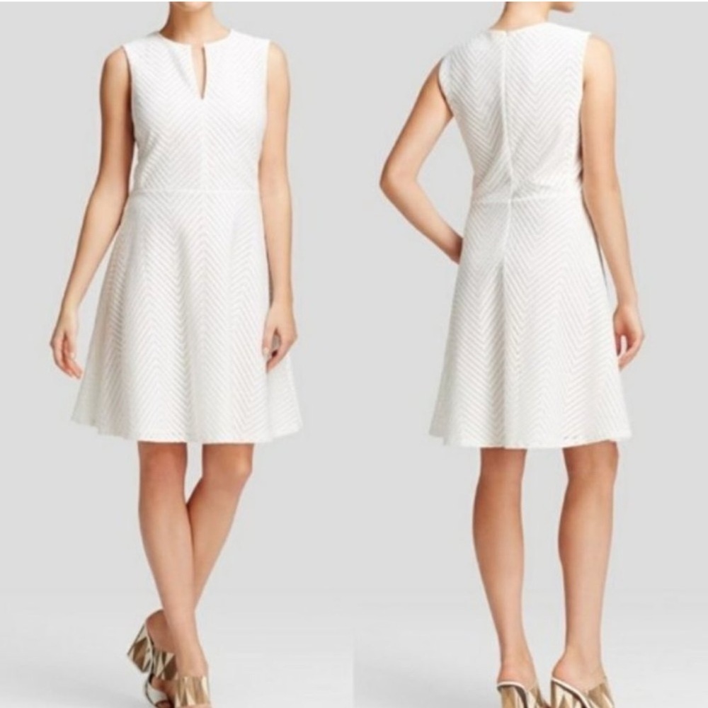 Tory Burch White Sleeveless Eyelet Flare Dress